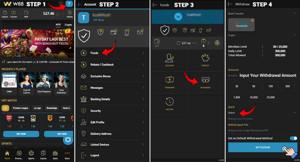 How-To-Withdraw-At-W88-Malaysia-via-Bank-Transfer-Mobile-View